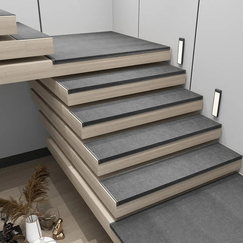 tapis antidérapant gris bois clair moderne texturé escalier 26x75cm 30x100cm