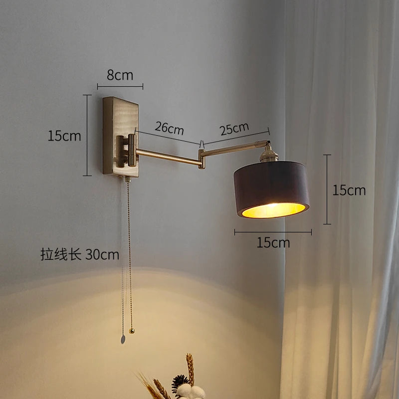 lampe murale or bois moderne interrupteur prise led minimaliste fixée vis