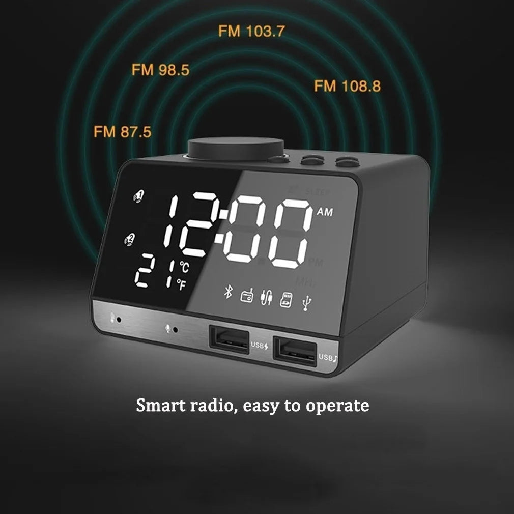 Horloge réveil multifonction avec ports USB visibles