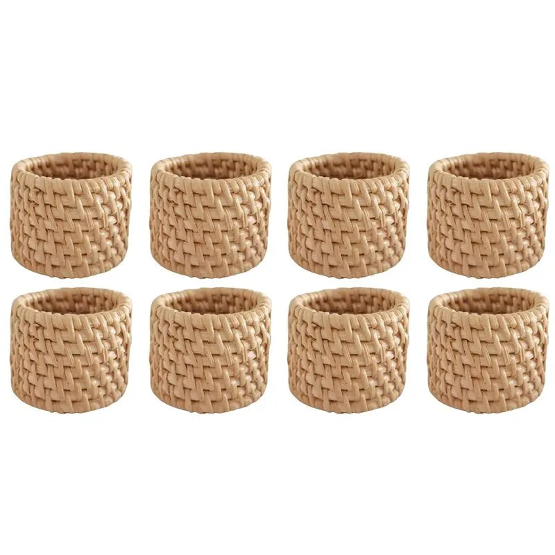 anneaux serviettes tressés bois naturel décoration table rustique bohème fourchettes couteaux assiettes