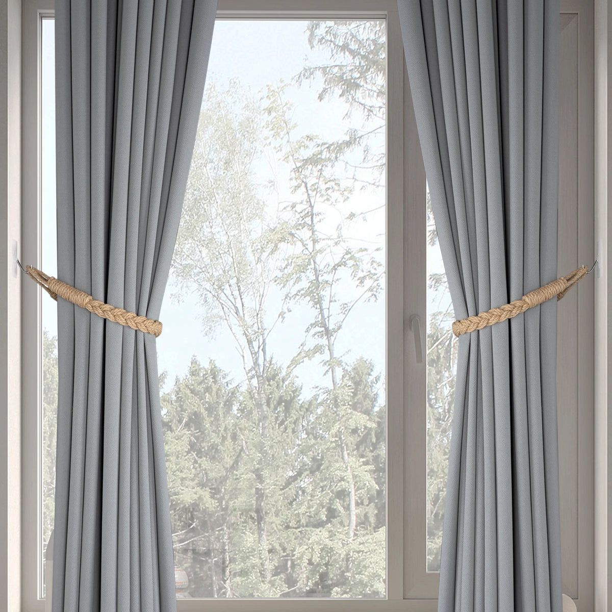 rubans fixation rideaux tissu corde tressée coton chanvre gris beige moderne rustique adhésif