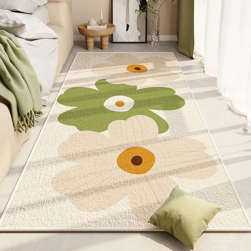 tapis moderne fleur bleu rose vert bordure ondulée adhésif chambre maison extérieur commercialisation
