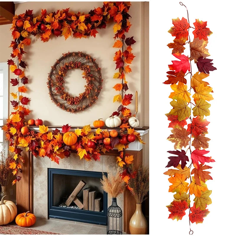 Décoration murale automnale avec guirlande de feuilles d'érable