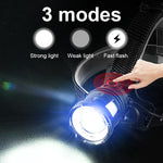lampe frontale led noire texturée zoom ceinture ajustable mode fort faible clignotant moderne robuste