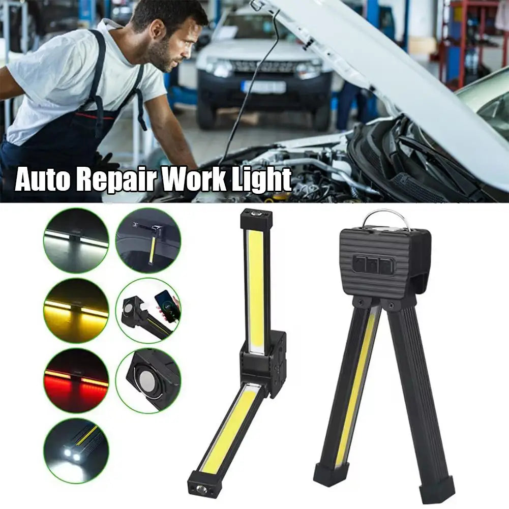 lampe travail pliable noir jaune aimants boutons contrôle réglable moderne pratique