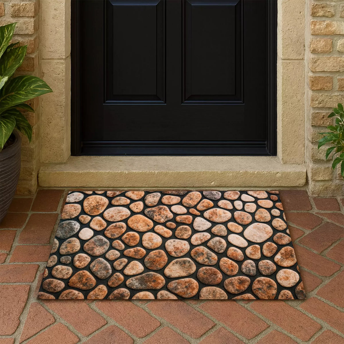 tapis d'entrée moderne motif roches naturelles multicolore anti dérapant résistant décoloration 30x50cm 40x60cm 50x80cm