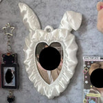 miroir décoratif rose satiné fronces coeur porte clés photo props support carte mignon