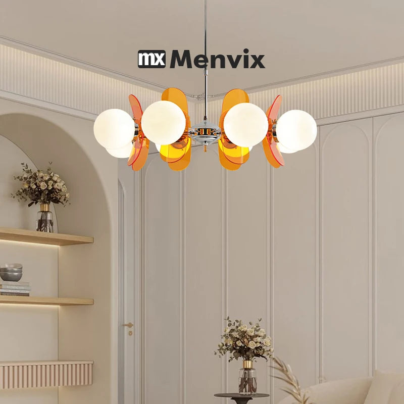 suspension lumineuse moderne disques géométriques blanc marron orange doré