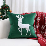 housse coussin velours noël arbre flocons good night rouge vert decoration carré tufted polyester