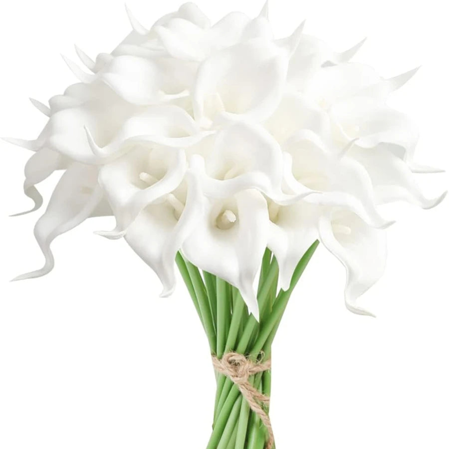 bouquet artificiel violet noir blanc moderne élégant mariage décoration vase calla fleurs blanches