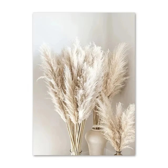 affiches art minimaliste paysages marins plumes feuilles beige blanc gris bleu clair toile opaques