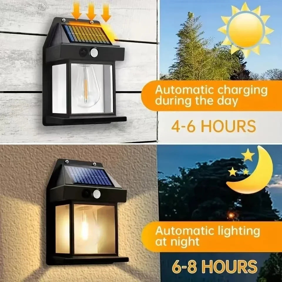 lampe solaire murale transparente moderne détecteur mouvement noir led étanche ip65extérieur patio