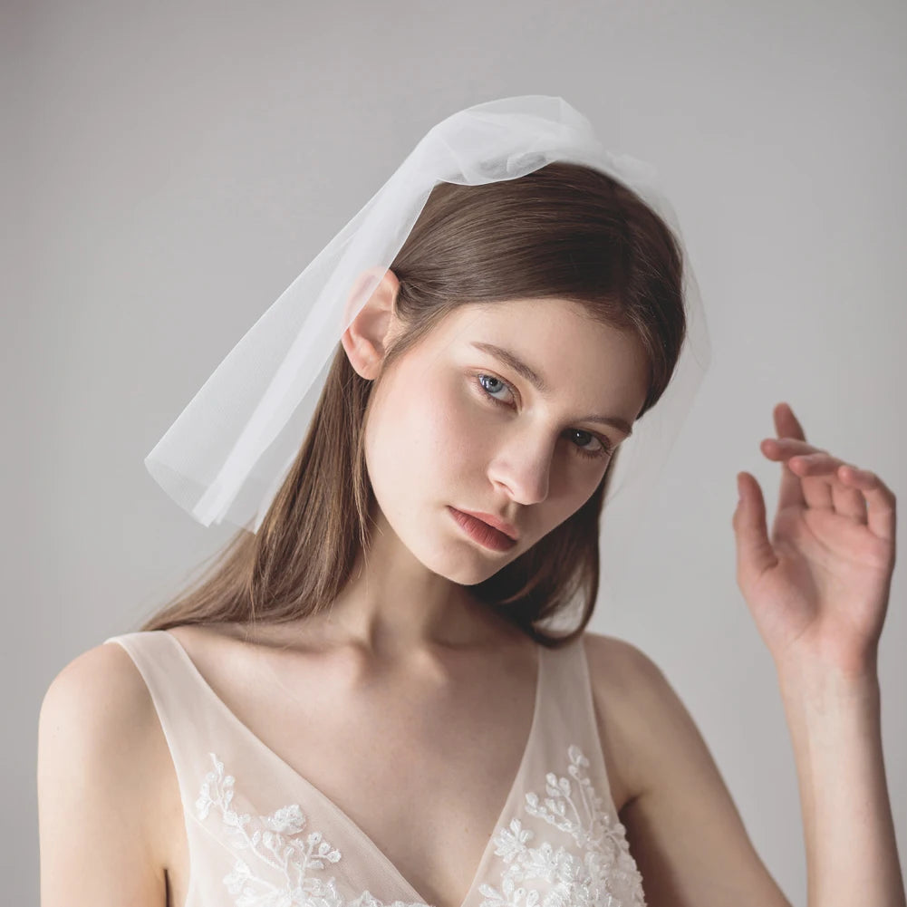 voile mariée deux couches nylon blanc bord coupé classique transparent léger future mariée