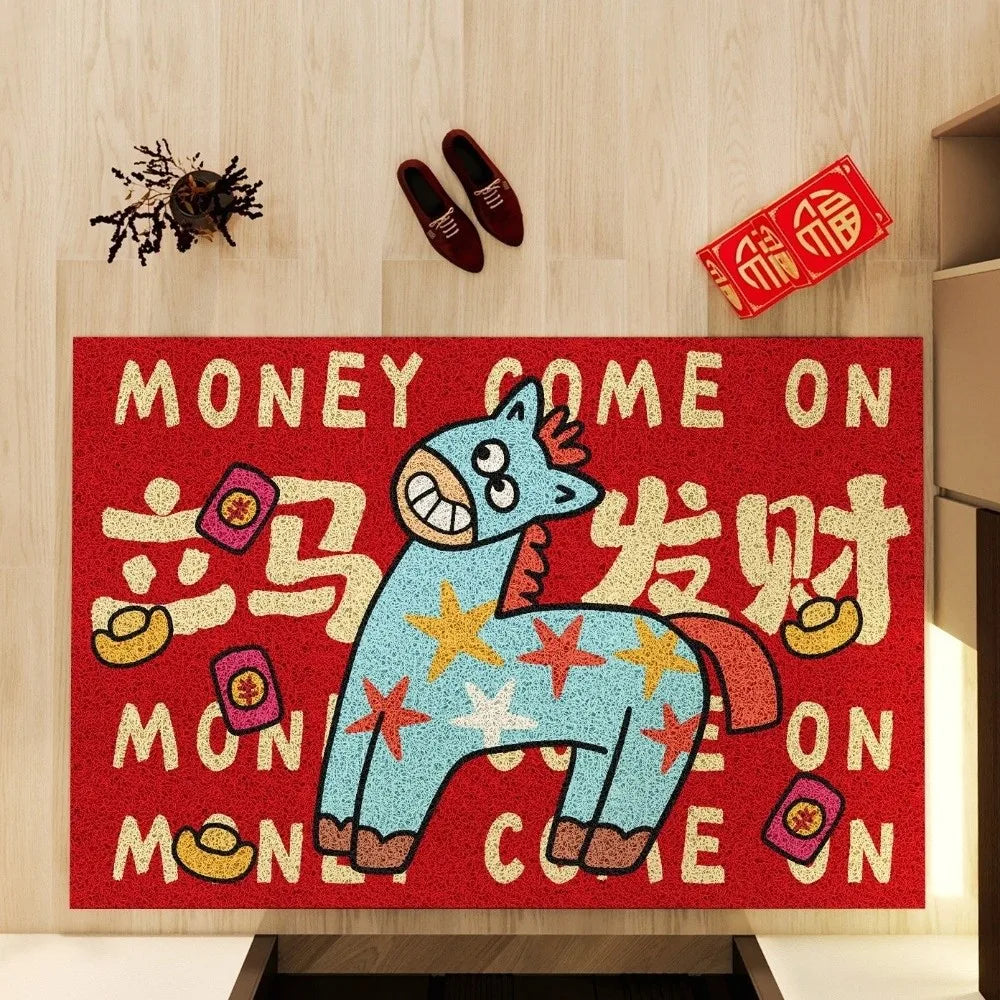 tapis dessin animé personnages chinois rouge bleu blanc résistant antibactéries imperméable