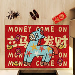 tapis dessin animé personnages chinois rouge bleu blanc résistant antibactéries imperméable