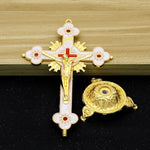 croix murale artisanale or rouge bleu décorative religieuse maison chambre prière fleurs solaires