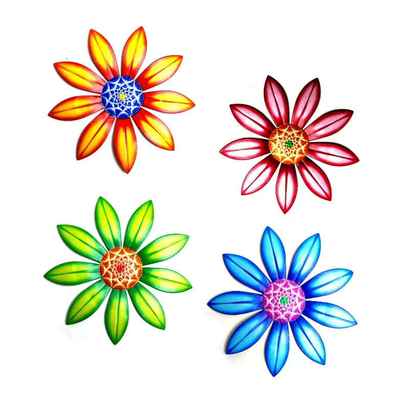 décoration murale fleurs stylisées feuilles modernes vert rouge bleu jaune ornement mural chambreextérieur