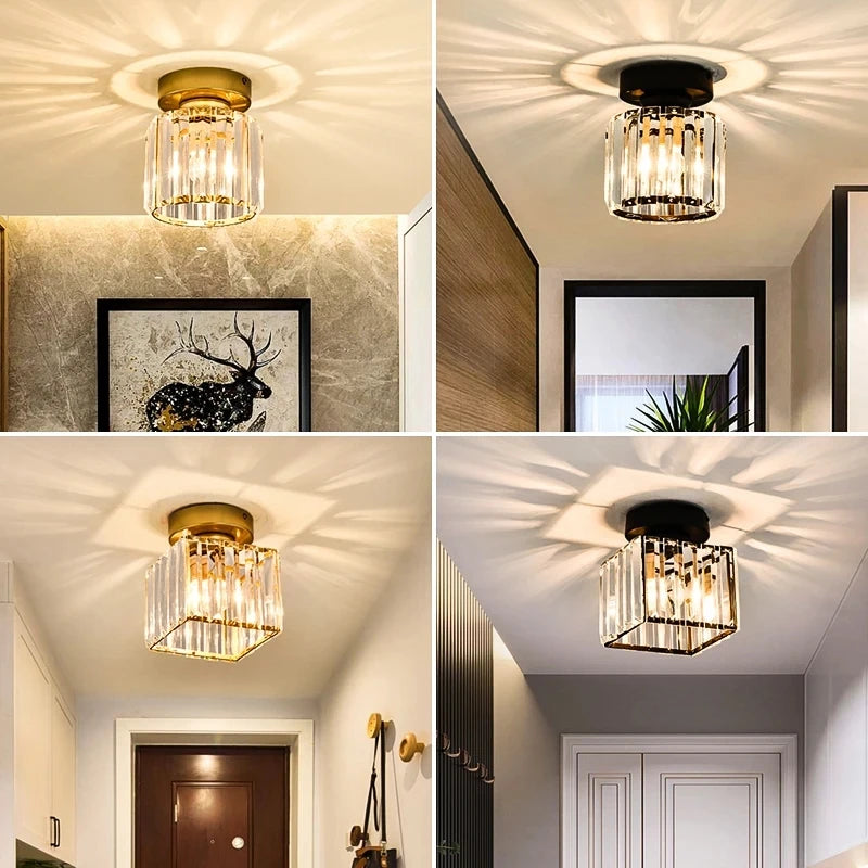 lampe moderne cristal noir doré transparent élégante décoration intérieure chambre restaurant