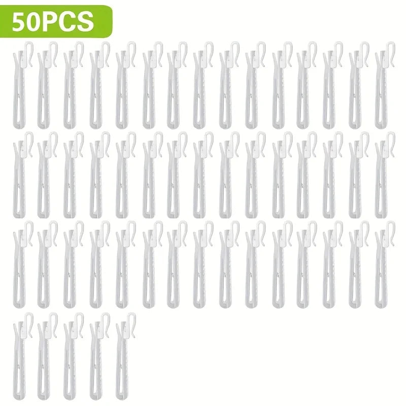 crochets rideau blancs modernes ajustables plastique 50pcs opaques tissage texture chambre bain porte
