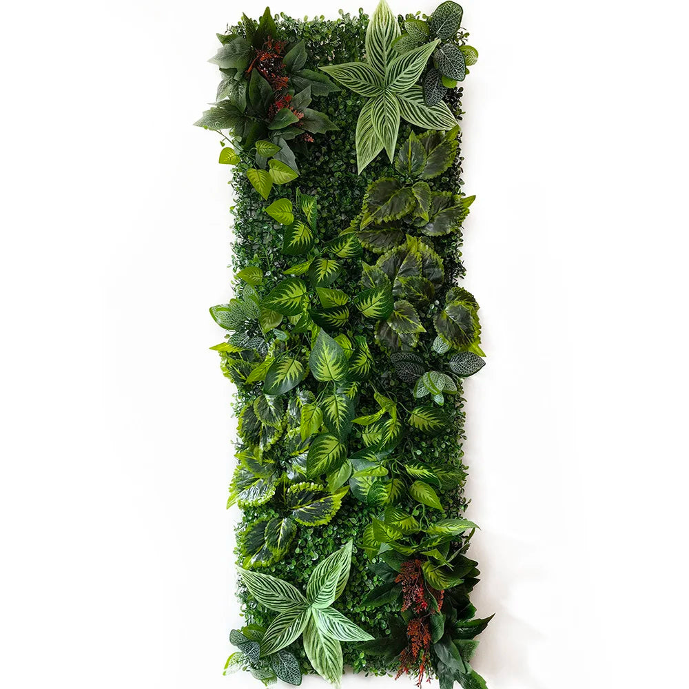 panneau végétal mural artificiel vert feuilles mixtes fleurs décoration jardin extérieur mur intérieur moderne