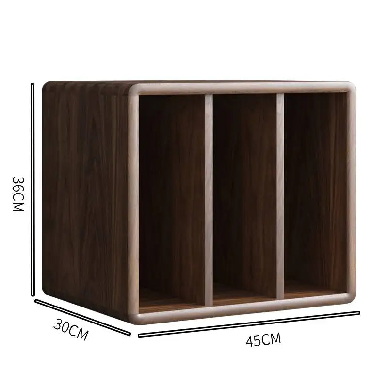meuble modular bois clair grille moderne poignées vases bougies livres