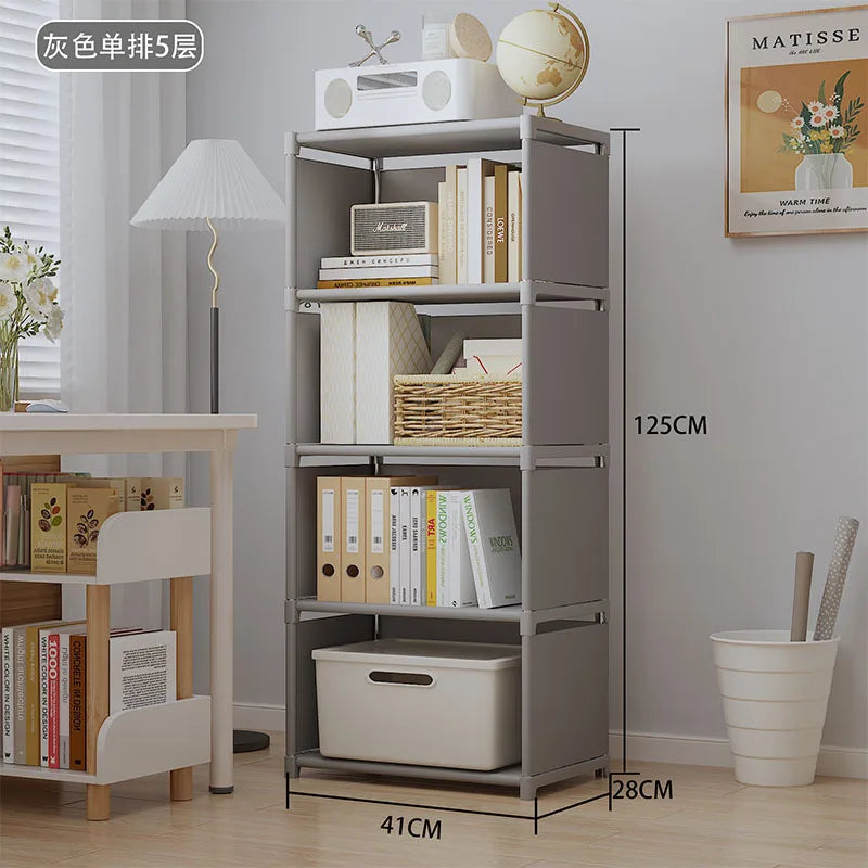 étagère modulaire multi niveaux assemblage facile moderne blanche gris boîtes rangement paniers osier fonctionnelle
