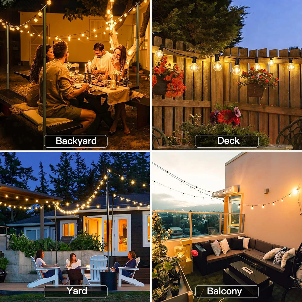 guirlande lumineuse solaire blanc chaud boules transparentes vintage clips autoinstallation led étanches ip65