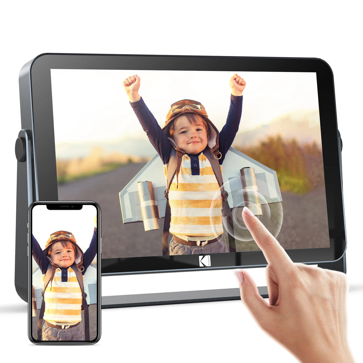 Cadre photo numérique WiFi 10.1 pouces écran tactile gris