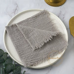 serviettes table coton beige bleu marine franges rustique réutilisables pack 20 cm32cm
