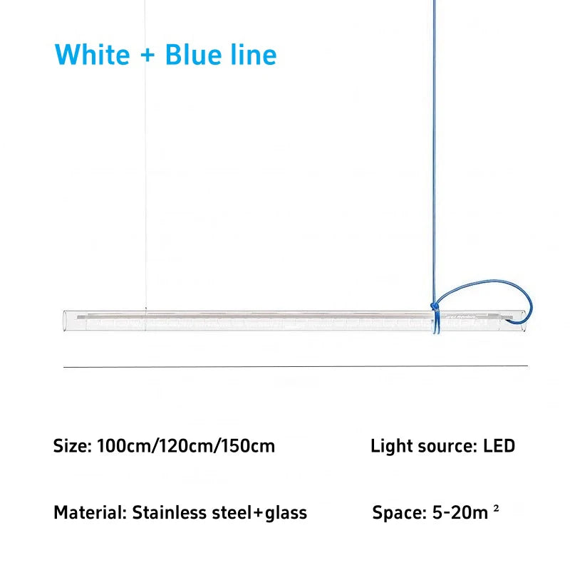 lampe led suspendue rouge transparent ligne droite moderne câble minimaliste chambre salon étude