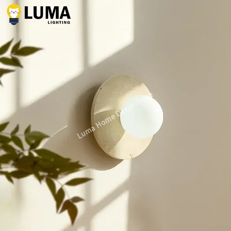applique murale moderne beige clair texture naturelle minimaliste fixée ampoule led cuisine salle manger