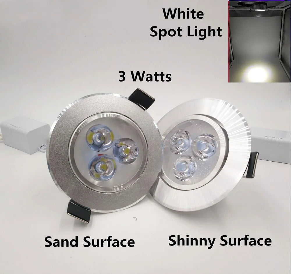 Spot LED argenté moderne surface gravée clips fixation câble d'alimentation 85 240V