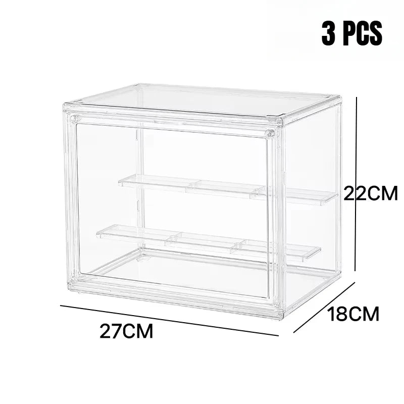 boîte rangement transparente pliable acrylique moderne figurines pièces organisateur jouets display storage box