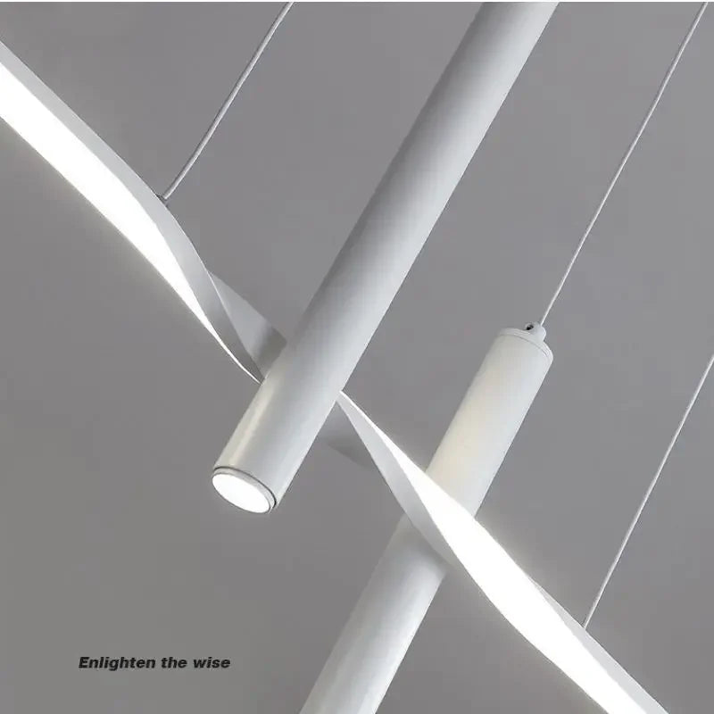 suspension lumineuse moderne pendentif led noir blanc contemporain 120cm 90260v