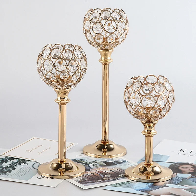 bougeoirs dorés classiques translucides support bougie table décoration intérieure événement mariage