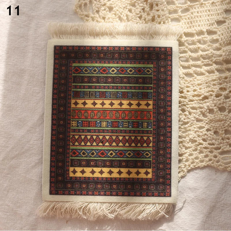 serviettes table servantes motifs géométriques floraux tissu épais rouge vert bleu beige traditionnel