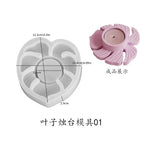 support bougie feuilles stylisées violet vert beige moderne décoratif silicone transparent opacité
