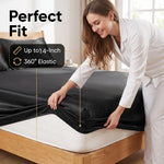 housse lit adulte polyester élastique solide noir moderne ajustable grande taille