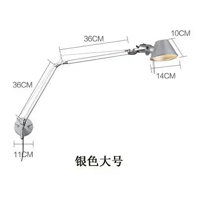 lampe murale articulée moderne bras réglable noir argenté led clip fixe chambre