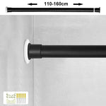 tige rideau douche ajustable noir blanc texture lisse moderne anneaux suspension support tension haute