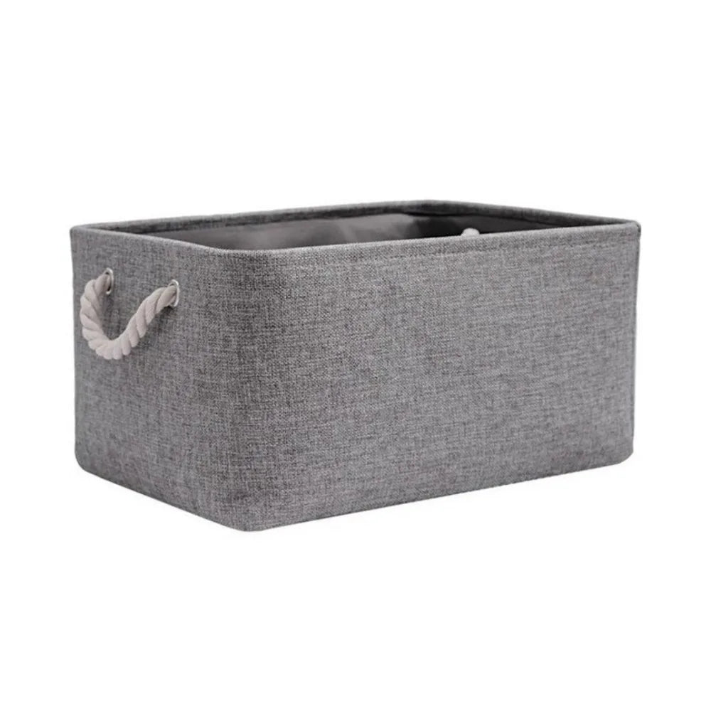 boîte rangement toile lin beige clair poignées corde réutilisable moderne respectueux environnement articles divers