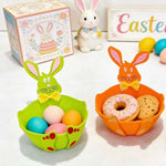panier feutrine forme lapin deco pâques couleur jaune orange vert enfantin mignon