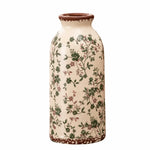vase vintage floral poterie opaque couleur beige vert rose brun