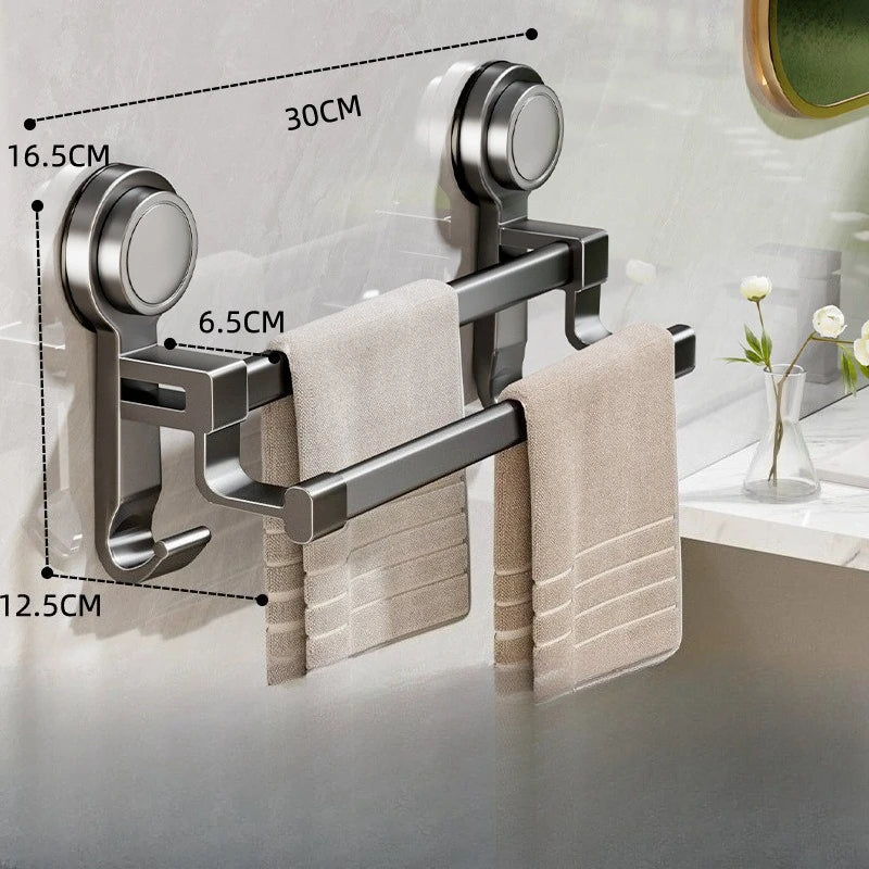 porte serviettes mural gris métallisé ventouse moderne salle bain cuisine douche