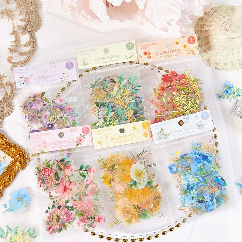 sticker floral scrapbooking nature deco fleur feuille papillon stickers vintage
