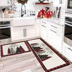 tapis sol carreaux rouge noir blanc sapins rennes noel merry christmas festive déco