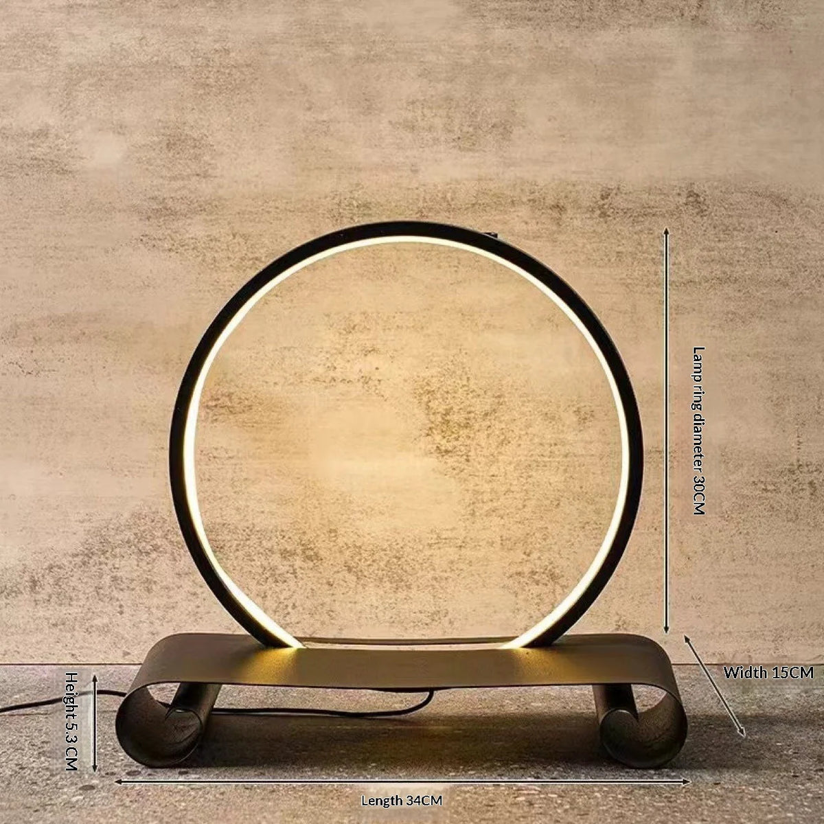 lampe table moderne noir doré rond lumineuse chambre salon restaurant