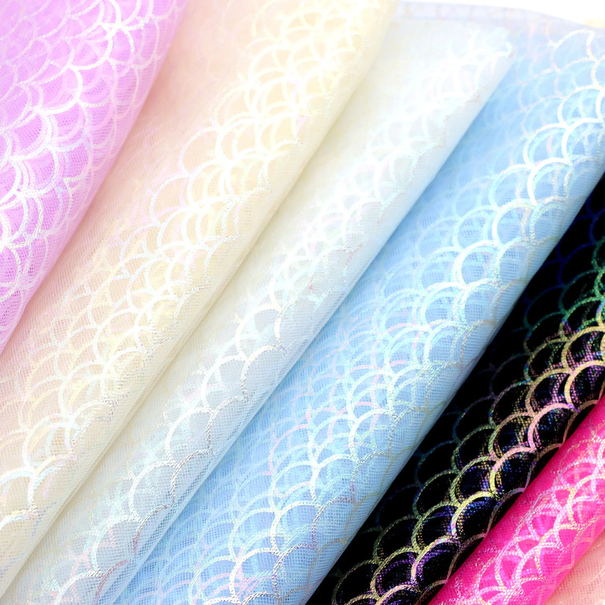 tissu polyester poisson violet blanc bleu clair noir rose jaune clair moderne 50x160cm