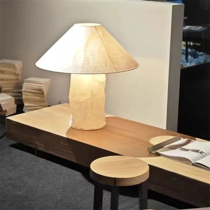 lampe table moderne papier blanc texture froissée éclairage ambiant sans ombre led 16w 20w
