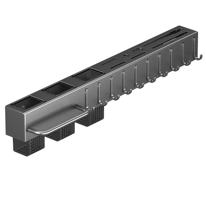 organisateur mural cuisine gris couteaux baguettes serviettes rangement multifonctionnel moderne minimaliste